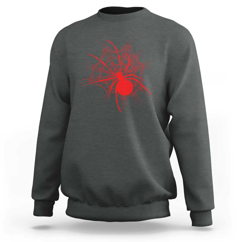 Red Black Widow Spider Sweatshirt Gothic Spider Web Vintage Horror Gift