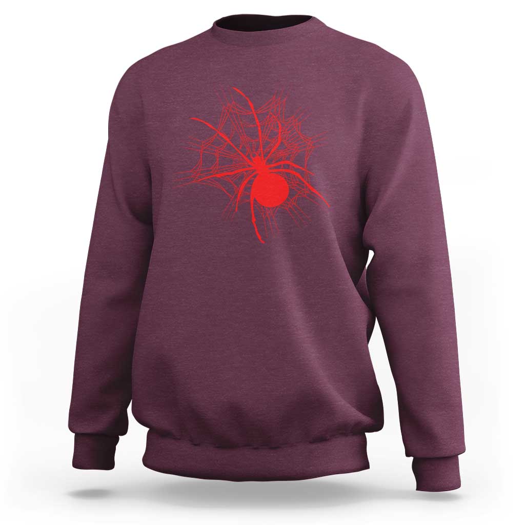 Red Black Widow Spider Sweatshirt Gothic Spider Web Vintage Horror Gift