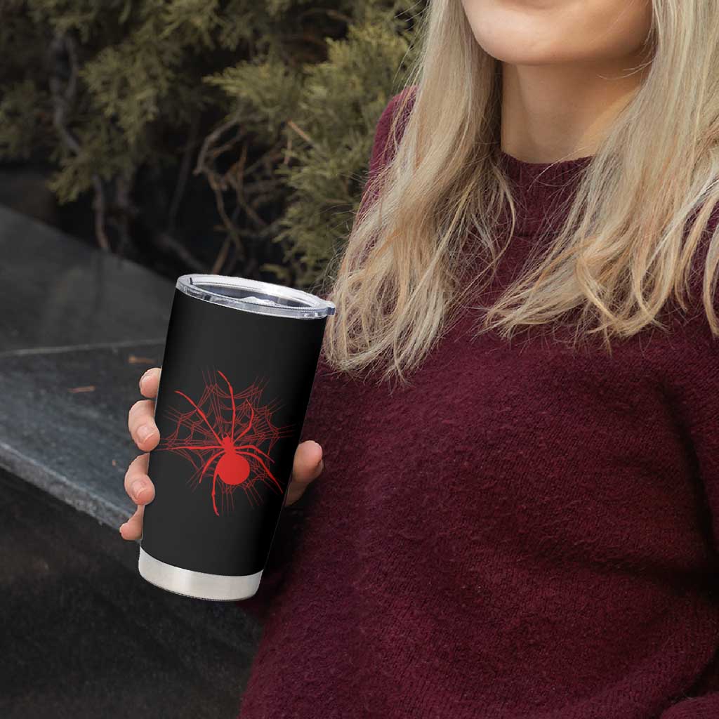Red Black Widow Spider Tumbler Cup Gothic Spider Web Vintage Horror Gift