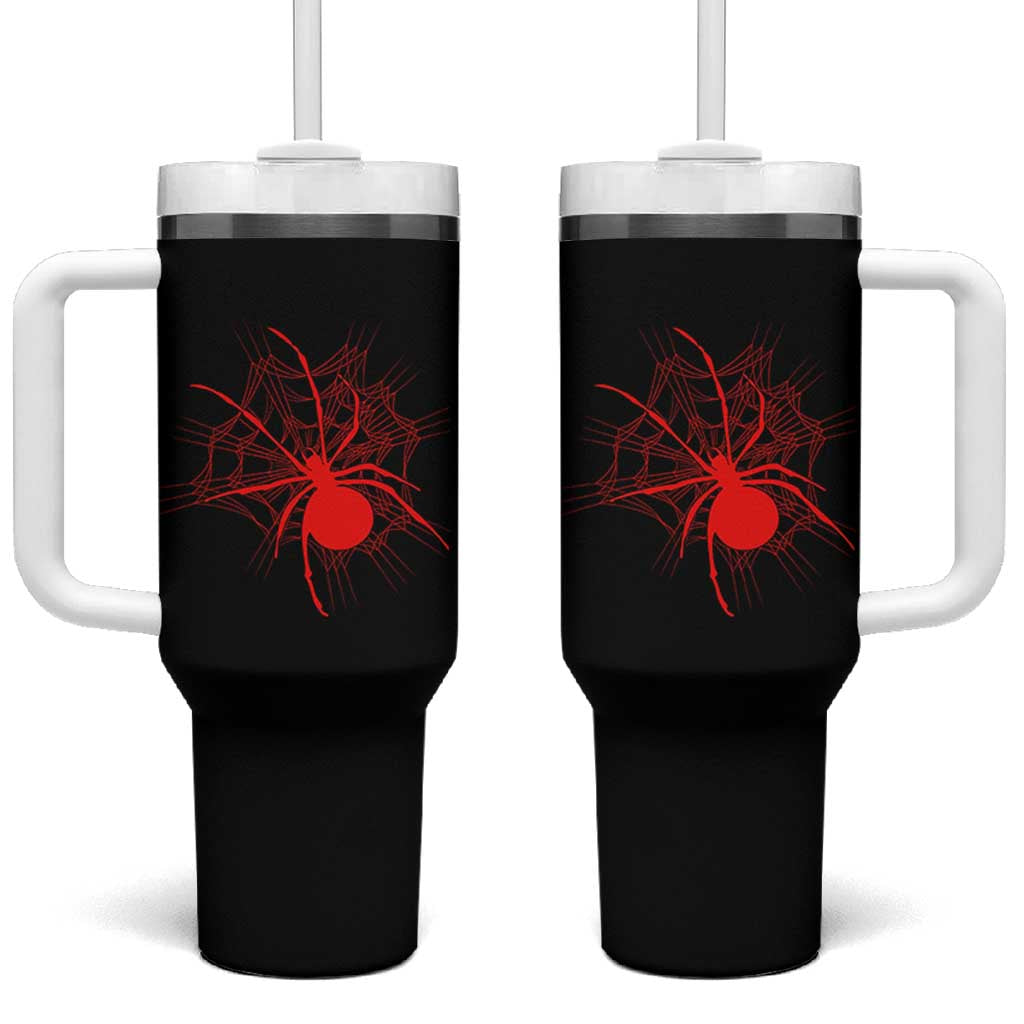 Red Black Widow Spider Tumbler With Handle Gothic Spider Web Vintage Horror Gift