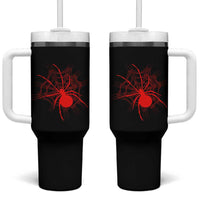 Red Black Widow Spider Tumbler With Handle Gothic Spider Web Vintage Horror Gift