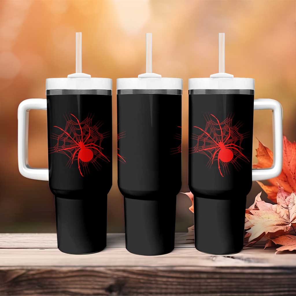 Red Black Widow Spider Tumbler With Handle Gothic Spider Web Vintage Horror Gift