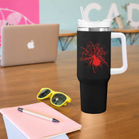 Red Black Widow Spider Tumbler With Handle Gothic Spider Web Vintage Horror Gift