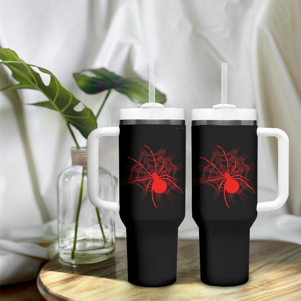 Red Black Widow Spider Tumbler With Handle Gothic Spider Web Vintage Horror Gift