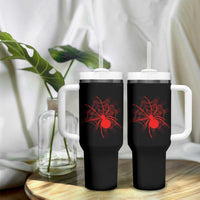 Red Black Widow Spider Tumbler With Handle Gothic Spider Web Vintage Horror Gift