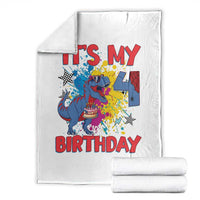 Dino Spider Its My 4th Birthday Throw Blanket Dinosaur Gift For Boys