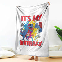 Dino Spider Its My 4th Birthday Throw Blanket Dinosaur Gift For Boys