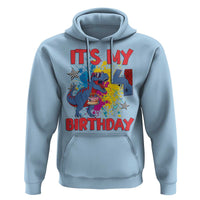 Dino Spider Its My 4th Birthday Hoodie Dinosaur Gift For Boys