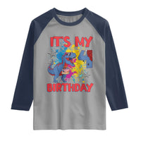 Dino Spider Its My 4th Birthday Raglan Shirt Dinosaur Gift For Boys