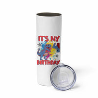 Dino Spider Its My 4th Birthday Skinny Tumbler Dinosaur Gift For Boys