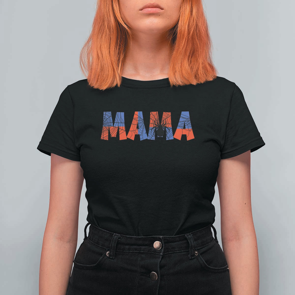 Spooky Mama Spider Web T Shirt For Women Cute Halloween Mom Gift