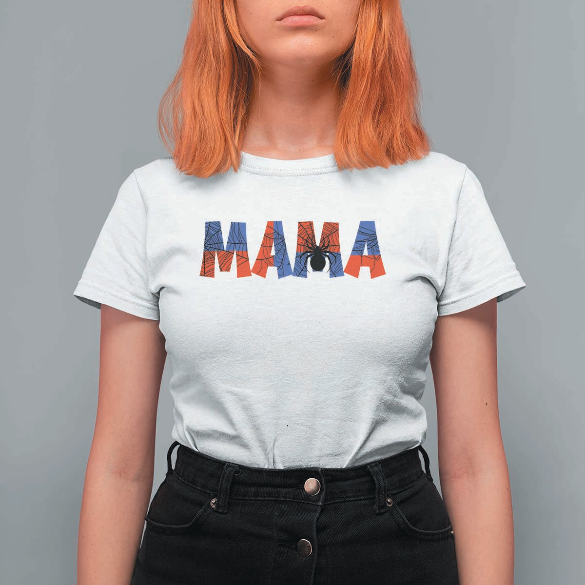 Spooky Mama Spider Web T Shirt For Women Cute Halloween Mom Gift