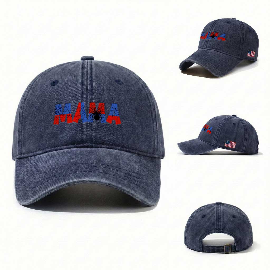 Spooky Mama Spider Web Washed Cotton Baseball Cap Cute Halloween Mom Gift