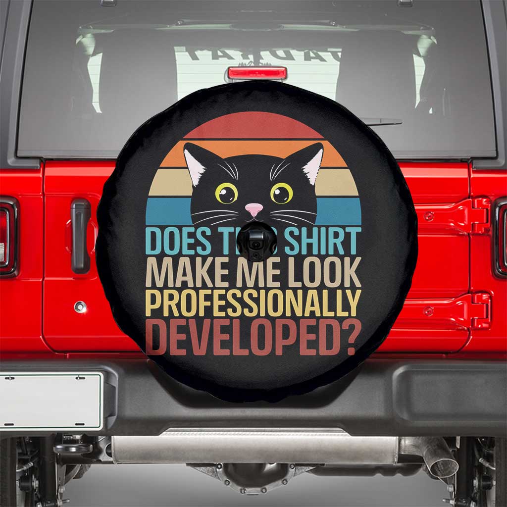 Vintage Black Cat Spare Tire Cover Does This Shirt Make Me Look Professionally Developed