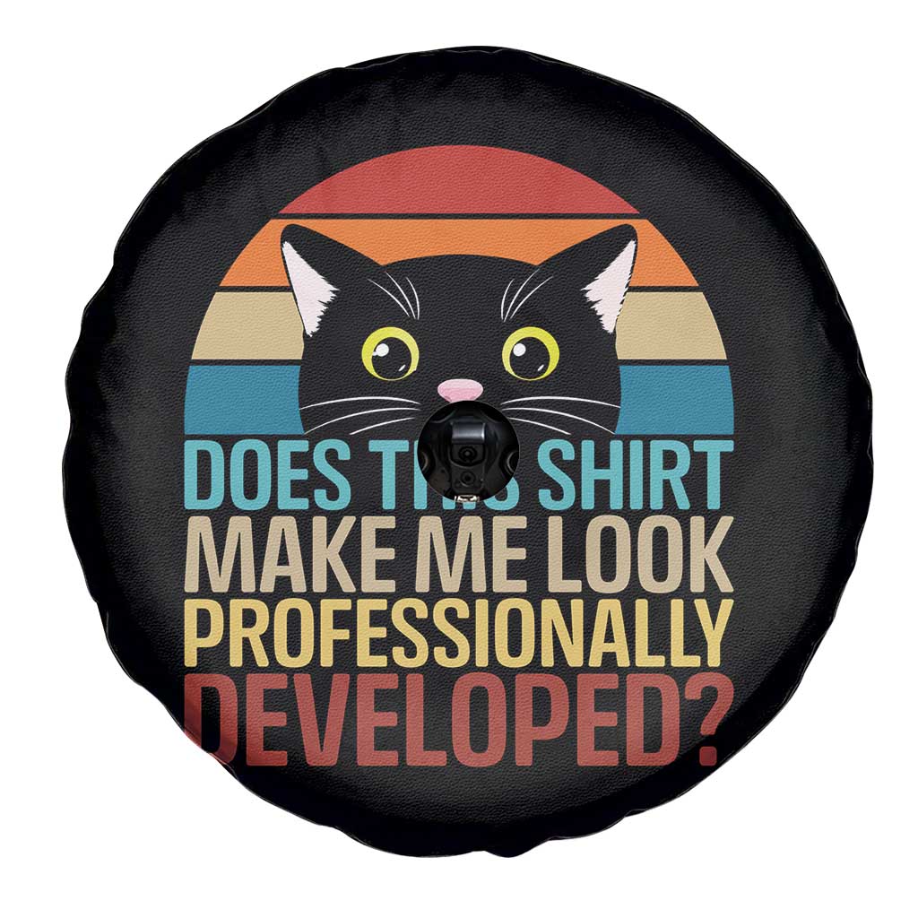 Vintage Black Cat Spare Tire Cover Does This Shirt Make Me Look Professionally Developed