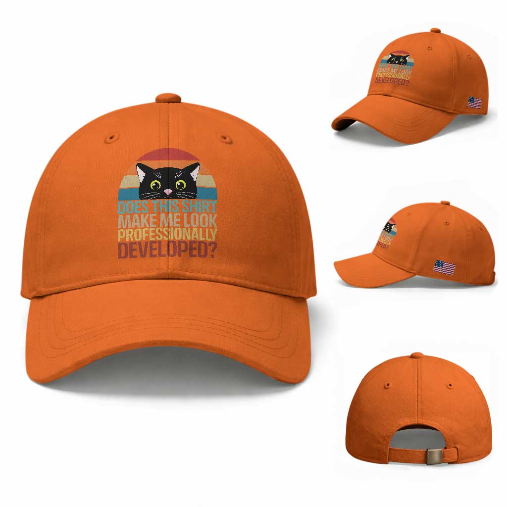 Vintage Black Cat Baseball Cap Does This Shirt Make Me Look Professionally Developed
