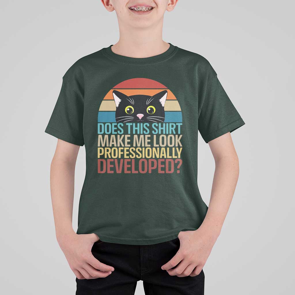 Vintage Black Cat T Shirt For Kid Does This Shirt Make Me Look Professionally Developed
