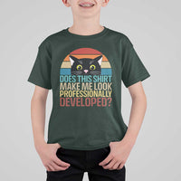 Vintage Black Cat T Shirt For Kid Does This Shirt Make Me Look Professionally Developed
