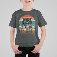 Vintage Black Cat T Shirt For Kid Does This Shirt Make Me Look Professionally Developed