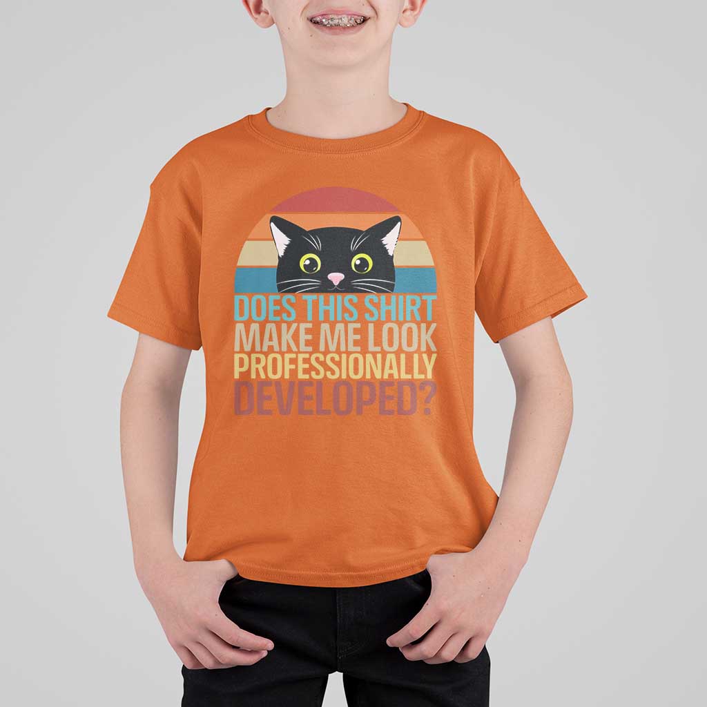 Vintage Black Cat T Shirt For Kid Does This Shirt Make Me Look Professionally Developed