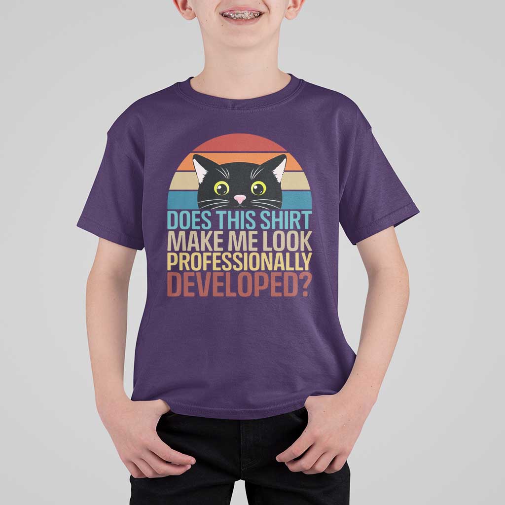 Vintage Black Cat T Shirt For Kid Does This Shirt Make Me Look Professionally Developed