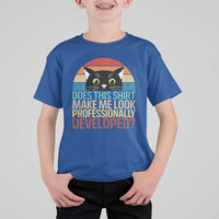 Vintage Black Cat T Shirt For Kid Does This Shirt Make Me Look Professionally Developed