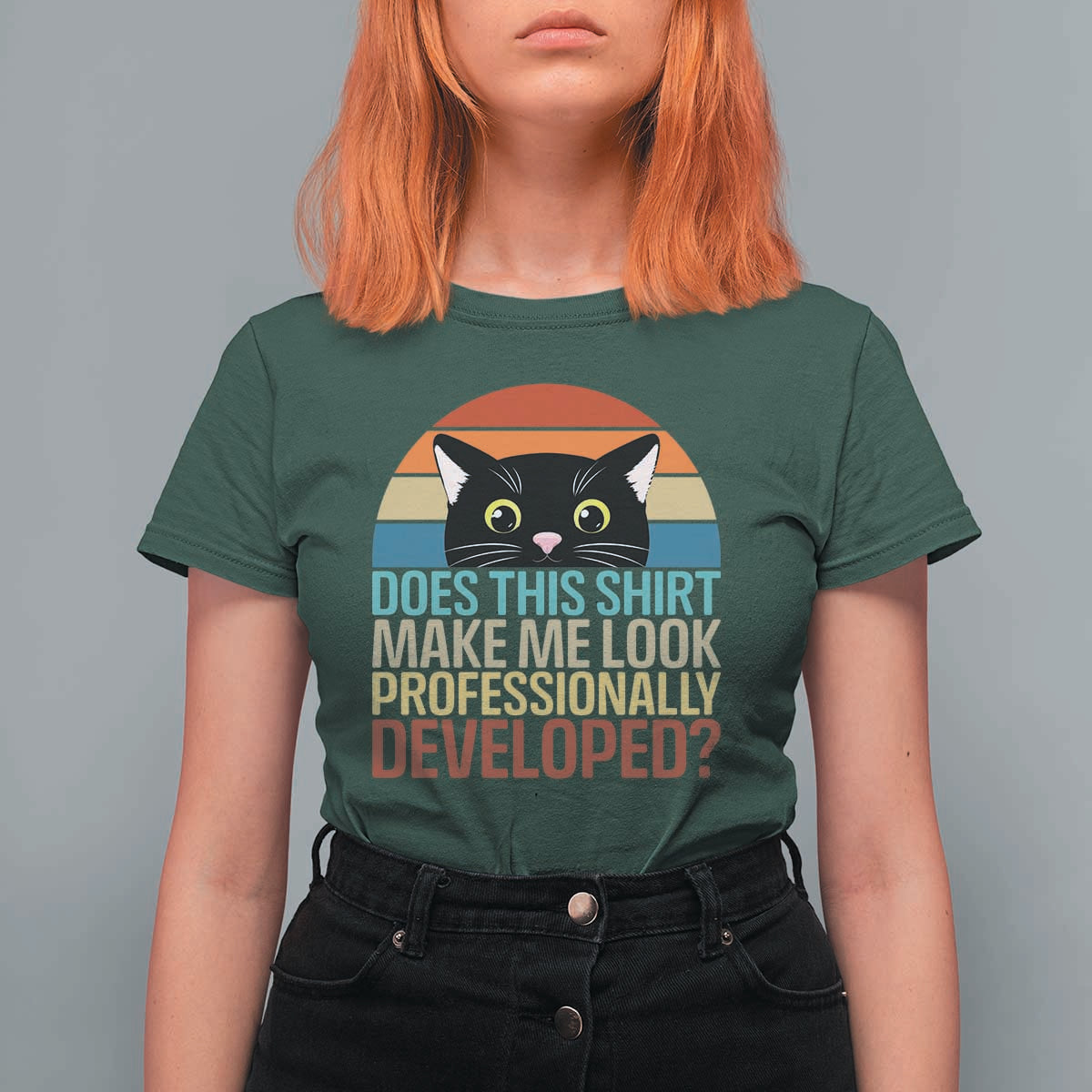 Vintage Black Cat T Shirt For Women Does This Shirt Make Me Look Professionally Developed