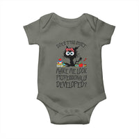 Funny Teacher Black Cat Baby Onesie Does This Shirt Make Me Look Professionally Developed
