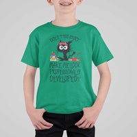 Funny Teacher Black Cat T Shirt For Kid Does This Shirt Make Me Look Professionally Developed