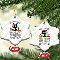 Funny Teacher Black Cat Ceramic Ornament Does This Shirt Make Me Look Professionally Developed