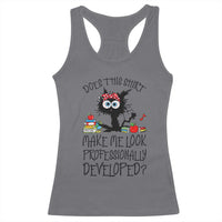 Funny Teacher Black Cat Racerback Tank Top Does This Shirt Make Me Look Professionally Developed