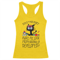 Funny Teacher Black Cat Racerback Tank Top Does This Shirt Make Me Look Professionally Developed