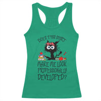 Funny Teacher Black Cat Racerback Tank Top Does This Shirt Make Me Look Professionally Developed