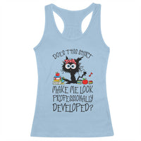 Funny Teacher Black Cat Racerback Tank Top Does This Shirt Make Me Look Professionally Developed