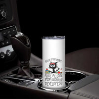 Funny Teacher Black Cat Skinny Tumbler Does This Shirt Make Me Look Professionally Developed