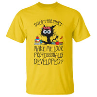 Funny Teacher Black Cat T Shirt Does This Shirt Make Me Look Professionally Developed