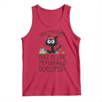Funny Teacher Black Cat Tank Top Does This Shirt Make Me Look Professionally Developed