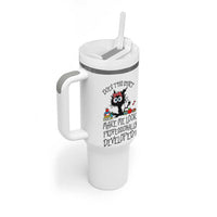 Funny Teacher Black Cat Tumbler With Handle Does This Shirt Make Me Look Professionally Developed