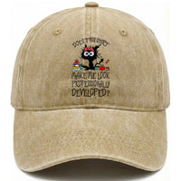 Funny Teacher Black Cat Washed Cotton Baseball Cap Does This Shirt Make Me Look Professionally Developed