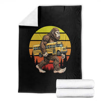 Funny Bigfoot School Bus Lover Throw Blanket Sasquatch Back To School Vintage Gift