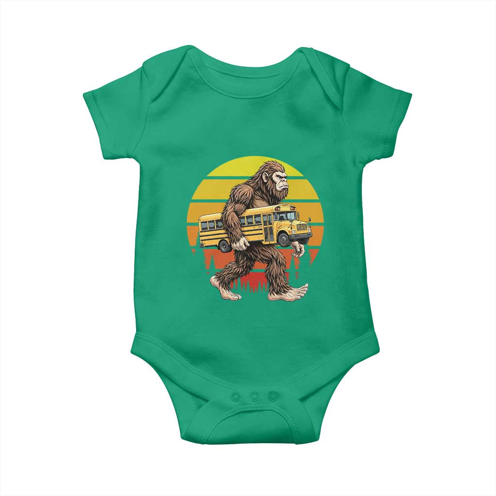 Funny Bigfoot School Bus Lover Baby Onesie Sasquatch Back To School Vintage Gift