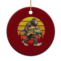 Funny Bigfoot School Bus Lover Ceramic Ornament Sasquatch Back To School Vintage Gift