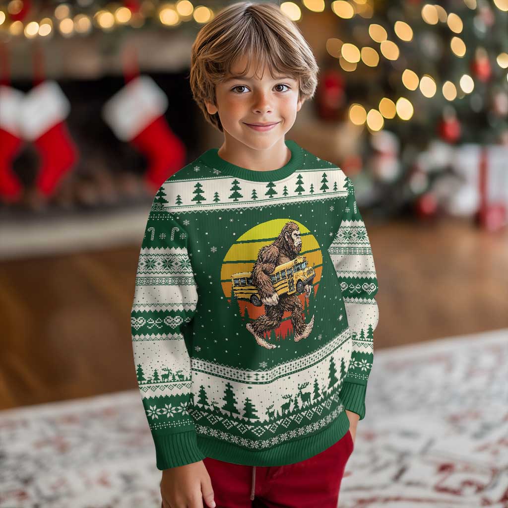 Funny Bigfoot School Bus Lover Ugly Christmas Sweater Sasquatch Back To School Vintage Gift