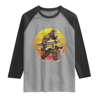 Funny Bigfoot School Bus Lover Raglan Shirt Sasquatch Back To School Vintage Gift