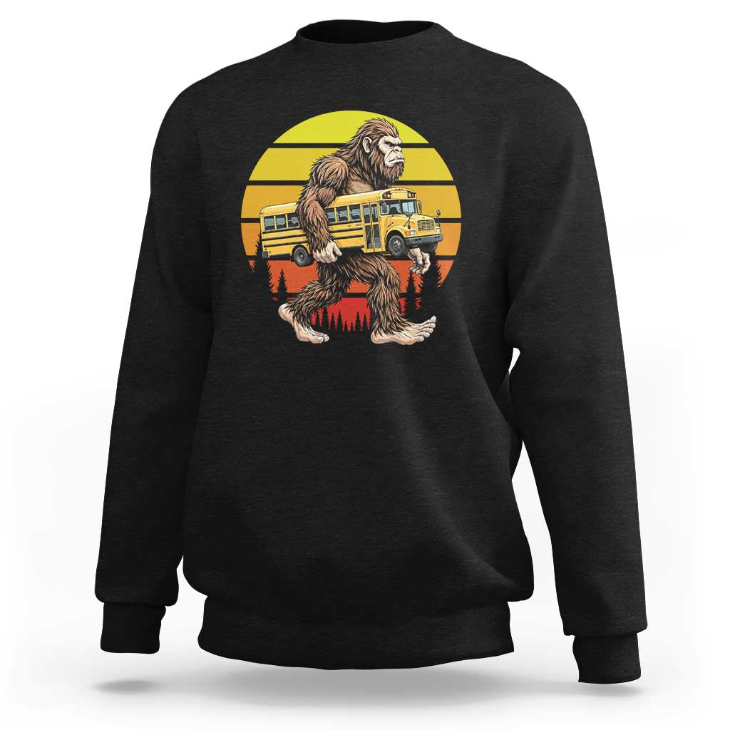 Funny Bigfoot School Bus Lover Sweatshirt Sasquatch Back To School Vintage Gift