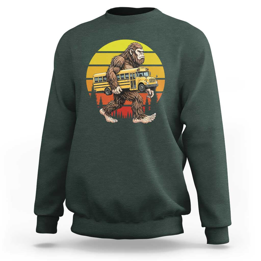 Funny Bigfoot School Bus Lover Sweatshirt Sasquatch Back To School Vintage Gift