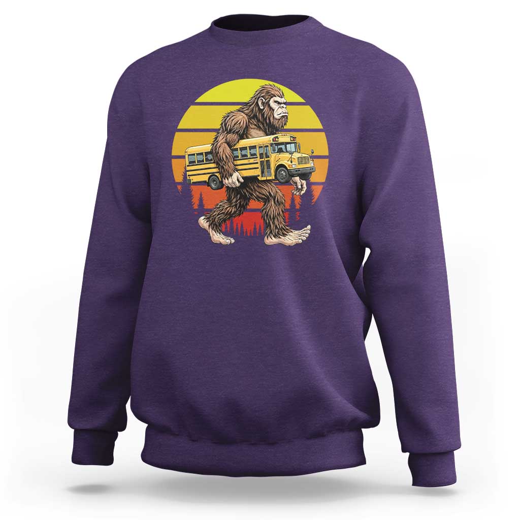 Funny Bigfoot School Bus Lover Sweatshirt Sasquatch Back To School Vintage Gift
