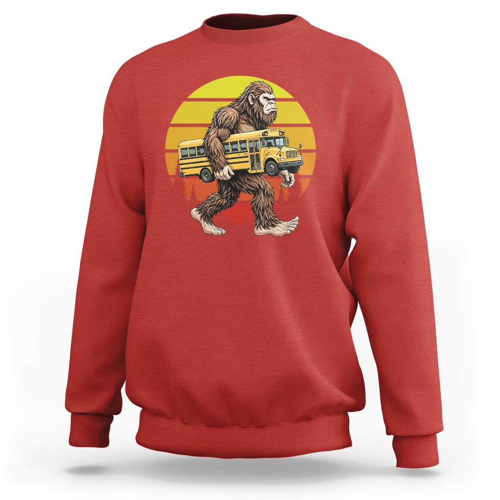 Funny Bigfoot School Bus Lover Sweatshirt Sasquatch Back To School Vintage Gift