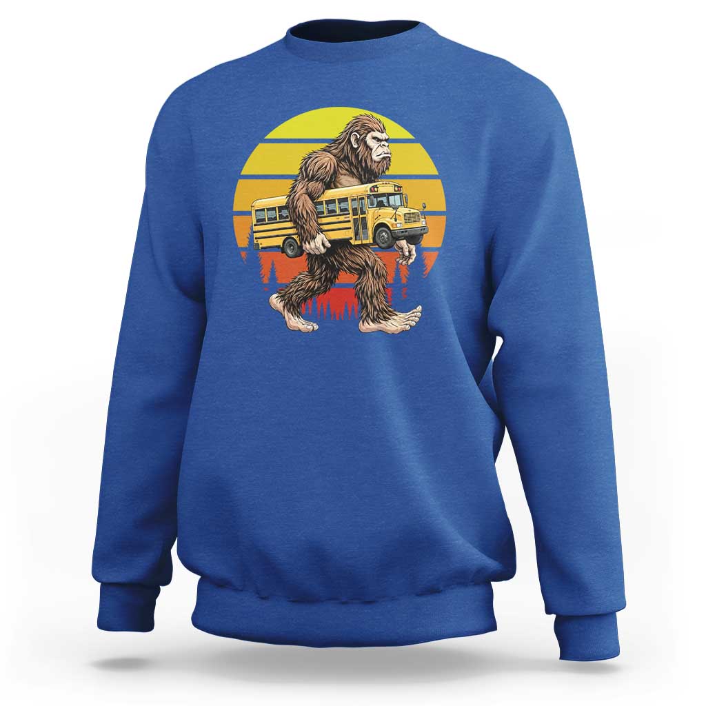 Funny Bigfoot School Bus Lover Sweatshirt Sasquatch Back To School Vintage Gift