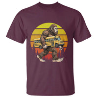 Funny Bigfoot School Bus Lover T Shirt Sasquatch Back To School Vintage Gift